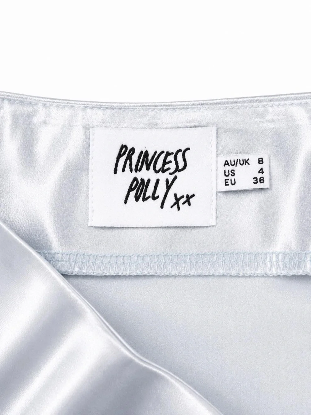 Princess Polly Silver Satin Midi Skirt with High Side Slit